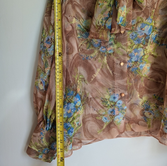 No tag, brown and blue blouse - Picture 4 of 4